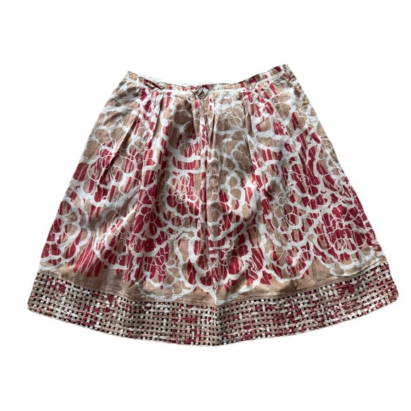 Women's Elie Tahari Floral Red and Beige Vacation Spring Short Skirt Size 4 - Picture 1 of 5